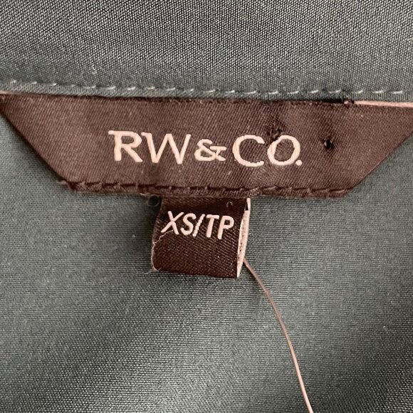 RW&CO. Button Down Long Sleeve Polyester Jersey Shirt Green Sz XS NWT - Picture 5 of 13